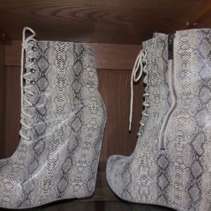 "Matiko" Snake embossed Leather boots.
